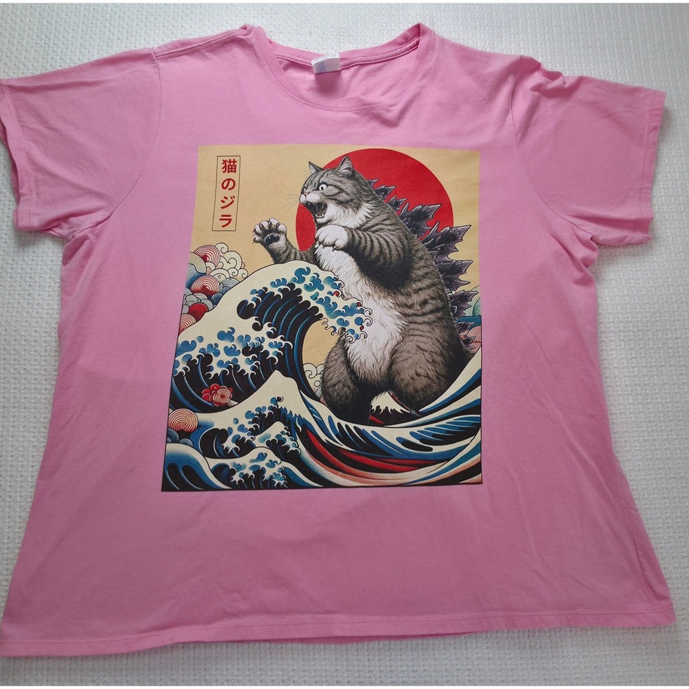 Port & Company T-Shirt Womens XXL Pink Cotton Graphic Casual EUC